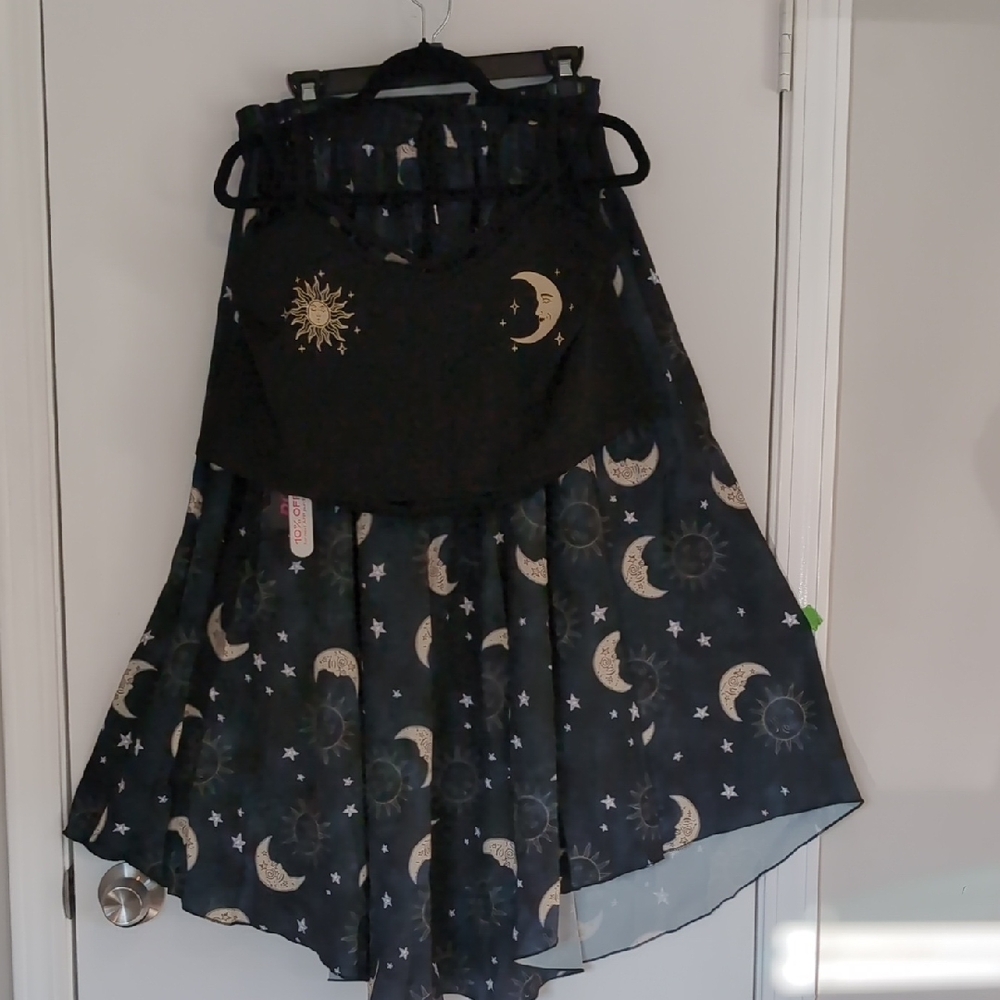 ROMWE Black and Gold High Low Skirt